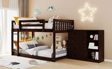 Load image into Gallery viewer, Twin over Twin Bunk Bed with 4 Drawers and 3 Shelves-Espresso(OLD SKU: LP000067AAP)
