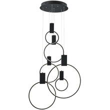 Load image into Gallery viewer, Geometric Six Light Metal LED Dimmable Chandelier - Black
