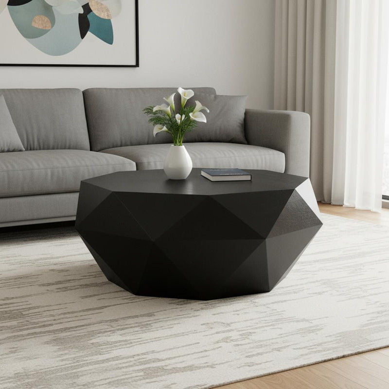 Solid Wood Free Form Solid Wood Coffee Table - Black