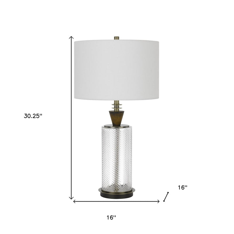30" Metal Table Lamp With Empire Shade - Clear White