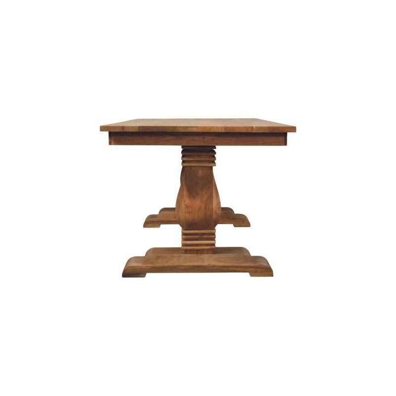 Solid Wood Double Pedestal Base Dining Table - Brown