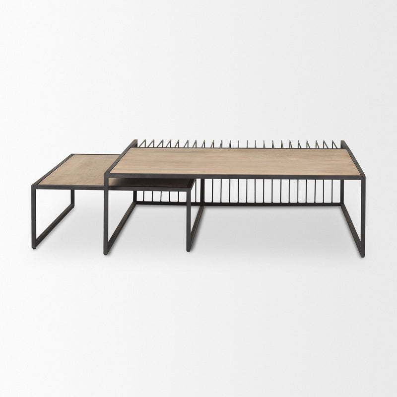 Square Frame Nested Coffee Tables (Set of 2) - Brown / Black