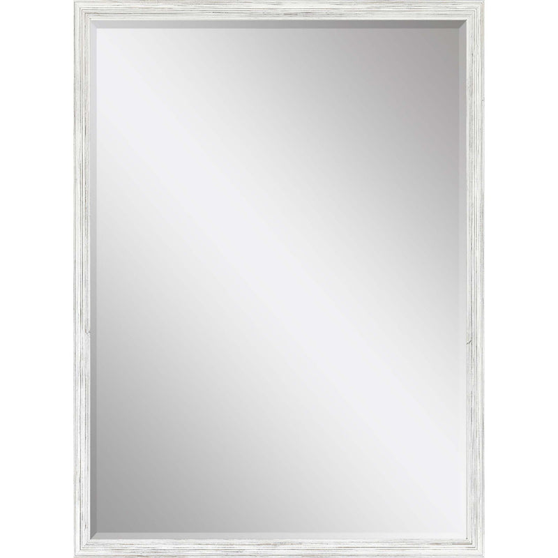 39" Wood Accent Mirror - White