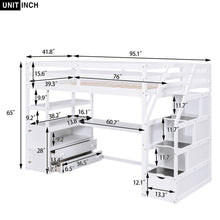 Load image into Gallery viewer, Loft Bed With Desk, Shelves, 2 Drawers, Storage Staircase
