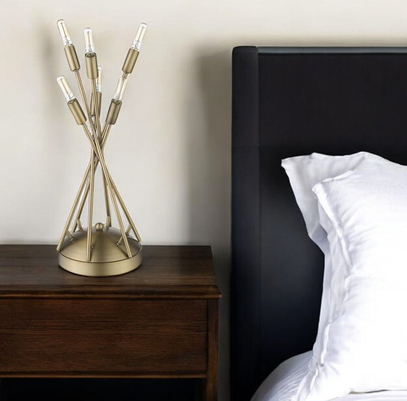 Metal Six Light Novelty Table Lamp - Brass