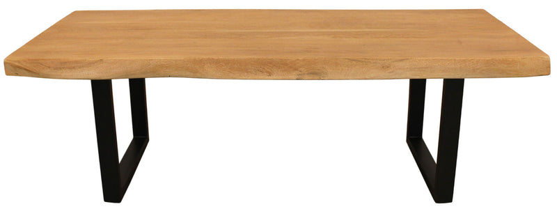 59" Solid Wood And Iron Live Edge Coffee Table - Natural And Black