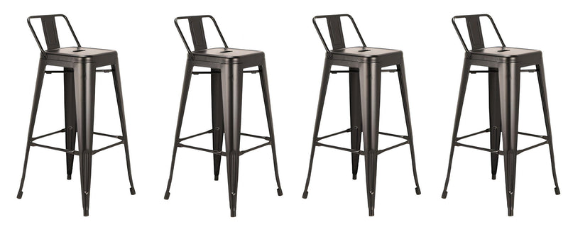 Metal Low Back Counter Height Bar Chairs (Set of 4) - Black