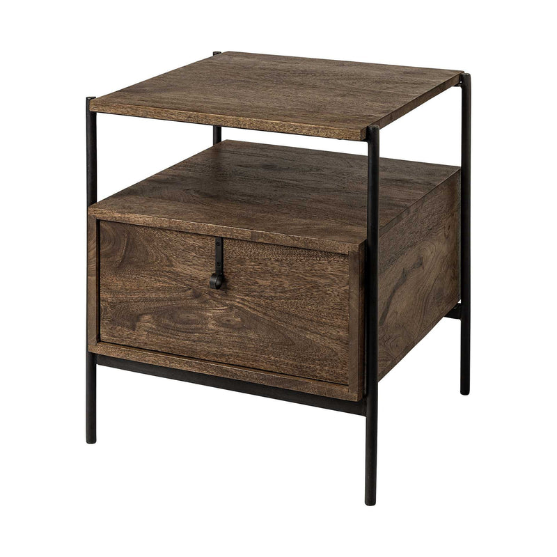 24" Solid Wood Square End Table - Dark Brown