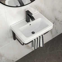 Load image into Gallery viewer, Wall Mounted Rectangular Bathroom Sink With 304 Stainless Steel Towel Bar &amp; Overflow - White
