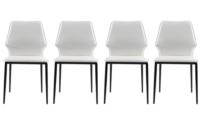 Upholstered Faux Leather Dining Side Chairs (Set of 4) - White / Black