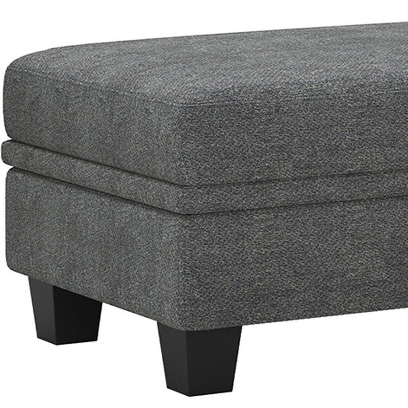Chenille Storage Ottoman - Light Gray / Black
