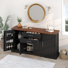 Load image into Gallery viewer, Barn Door Storage Cabinet With 2 Drawers &amp; Door Rack, Adjustable Shelves
