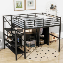 Load image into Gallery viewer, Full Size Loft Bed With Desk Set And Wardrobe - Black
