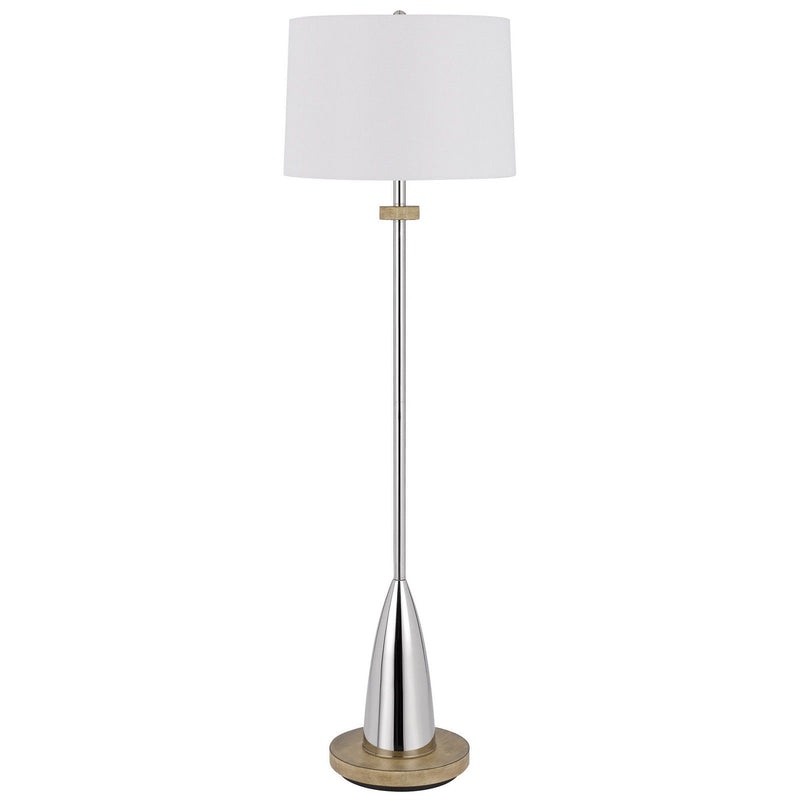 Traditional Shaped Floor Lamp With White Square Shade - Chrome