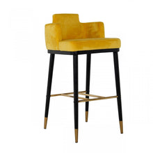 Load image into Gallery viewer, Velvet And Steel Low Back Bar Height Bar Chair - Yellow And Black
