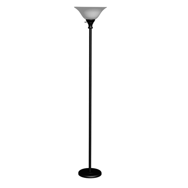 Torchiere Floor Lamp With Black Glass Dome Shade - Black