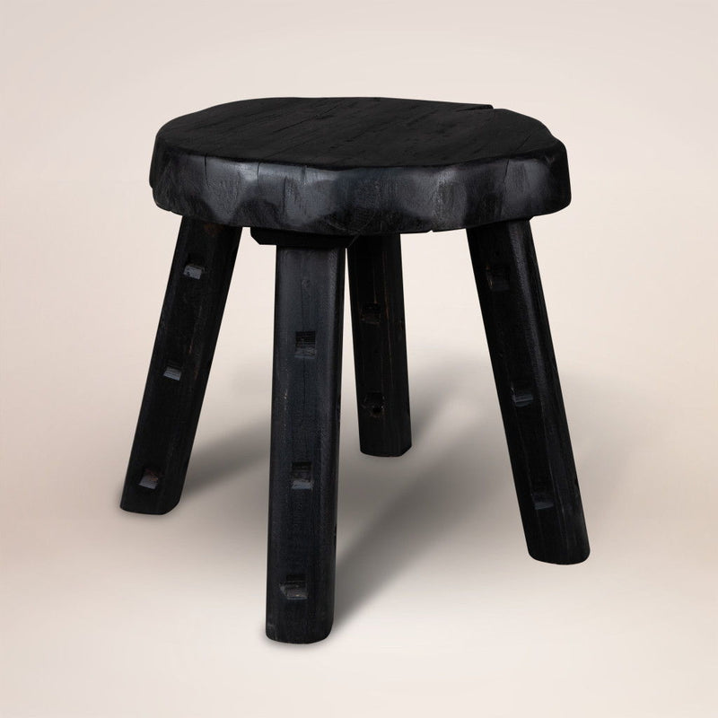 19" Solid Wood Round End Table - Black