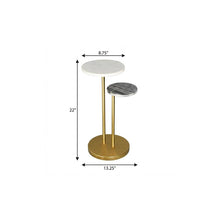 Load image into Gallery viewer, Marble Iron Round Pedestal End Table - Black / White / Gold
