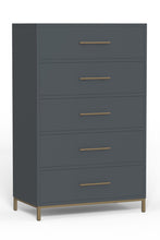 Load image into Gallery viewer, 33" Solid Wood Five Drawer Dresser - Dark Gray
