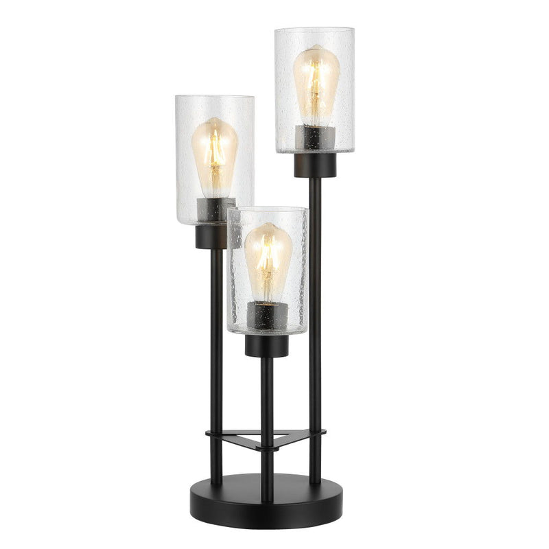 Three Light Novelty Table Lamp With Cylinder Shade - Black
