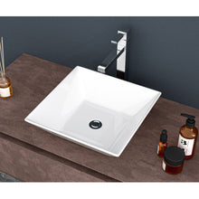 Load image into Gallery viewer, 16" 6" Modern European Square Vessel Sink Glossy Porcelain Bathroom Vanity Top Above Counter Ceramic Basin - White
