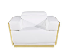 Load image into Gallery viewer, 47" Italian Leather Club Chair - White / Gold
