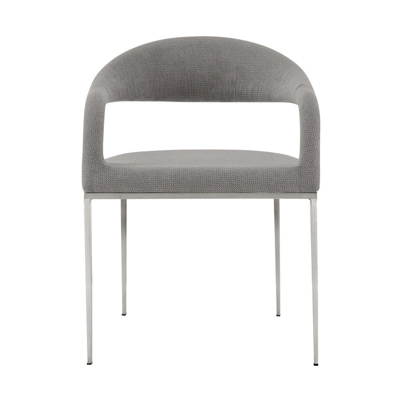 Contemporary Upholstered Polyester Open Back Dining Arm Chairs (Set of 2) - Gray