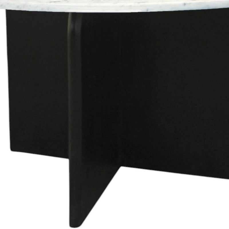 60" Marble And Solid Wood Pedestal Base Round Top Dining Table - White