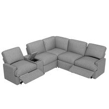 Load image into Gallery viewer, 104&#39;&#39; Power Recliner Corner Sofa Home Theater Reclining Sofa Sectional Couches with Storage Box, Cup Holders, USB Ports and Power Socket for Living Room, Grey
