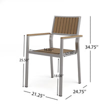 Load image into Gallery viewer, Stylish Modern Faux Wood &amp; Aluminum Outdoor Dining Chairs, (Set of 2) - Natural
