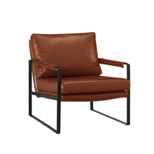 Load image into Gallery viewer, Faux Leather And Black Arm Chair 27" - Dark Brown

