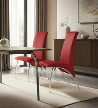 Load image into Gallery viewer, Upholstered Faux Leather Dining Side Chairs (Set of 2) - Red

