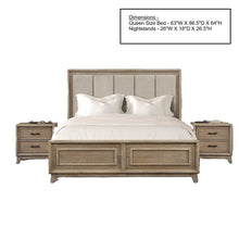 Load image into Gallery viewer, 3 Piece Bedroom Set With Padded Headboard, 2 Nightstands
