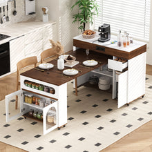 Load image into Gallery viewer, Extendable Dining Table With Folding Top, Rolling Kitchen Island With Drawers And Power Outlet
