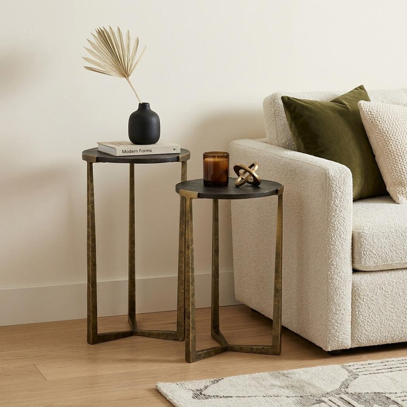 Round Cross Legs Nested Tables (Set of 2) - Black
