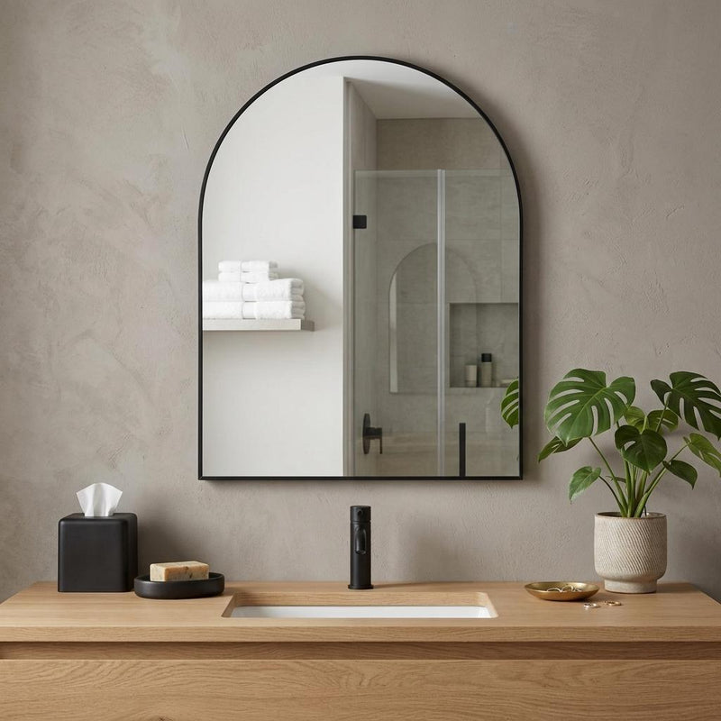 Aluminum Arch Framed Bathroom Vanity Mirror (756079) - Black