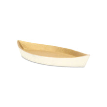 Load image into Gallery viewer, 10" Cast Iron Oval Boat Shaped Tray - Gold / Off White
