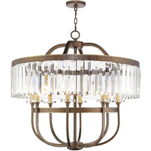 Load image into Gallery viewer, 30" Eight Light Metal Dimmable Chandelier With Shades - Bronze / Clear
