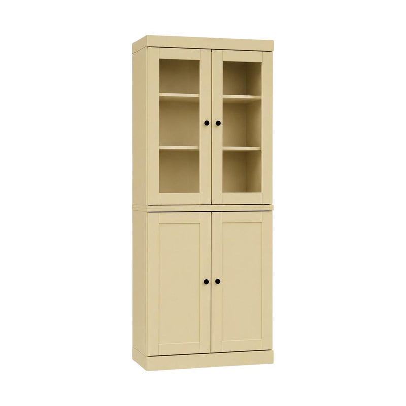 Solid Wood Adjustable Six Tier Library Bookcase With Four Doors (745693) - Yellow