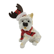 Load image into Gallery viewer, Dog Christmas Figurine - White / Red / Brown
