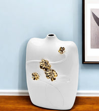 Load image into Gallery viewer, Floral Table Vase With Sculptural Details - White
