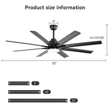 Load image into Gallery viewer, Smart Ceiling Fan With 8 Blades, Voice Remote Control, 6 Wind Speeds, Reversible DC Motor, 3 Color Lighting - Black
