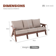 Load image into Gallery viewer, Outdoor Patio 3 Seat Sofa With Sunbrella Cushions - Brown
