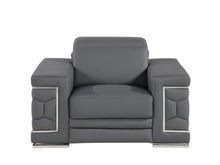 Load image into Gallery viewer, Genuine Leather Lounge Chair - Granite Gray And Silver
