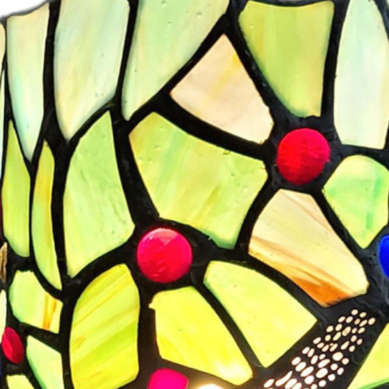 Dragonfly Stained Glass Accent Lamp - Green And Pink