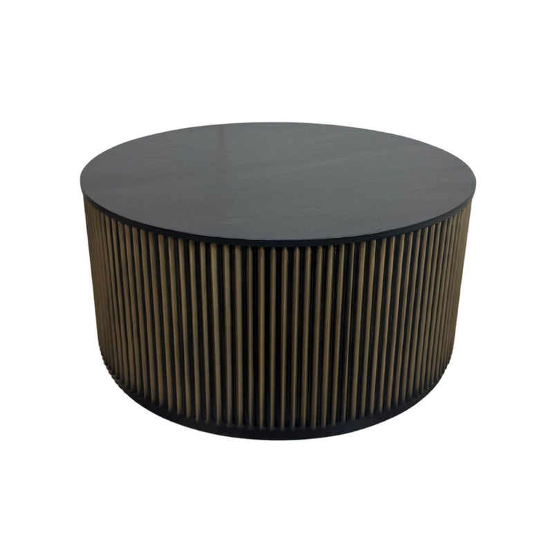 Round Drum Coffee Table (745574) - Black / Brass