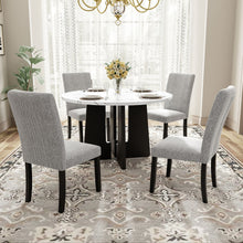 Load image into Gallery viewer, 5 Piece Round Dining Table Set, Dining Table And 4 Upholstered Chairs For Dining Room, Kitchen Room, Living Room - White / Gray

