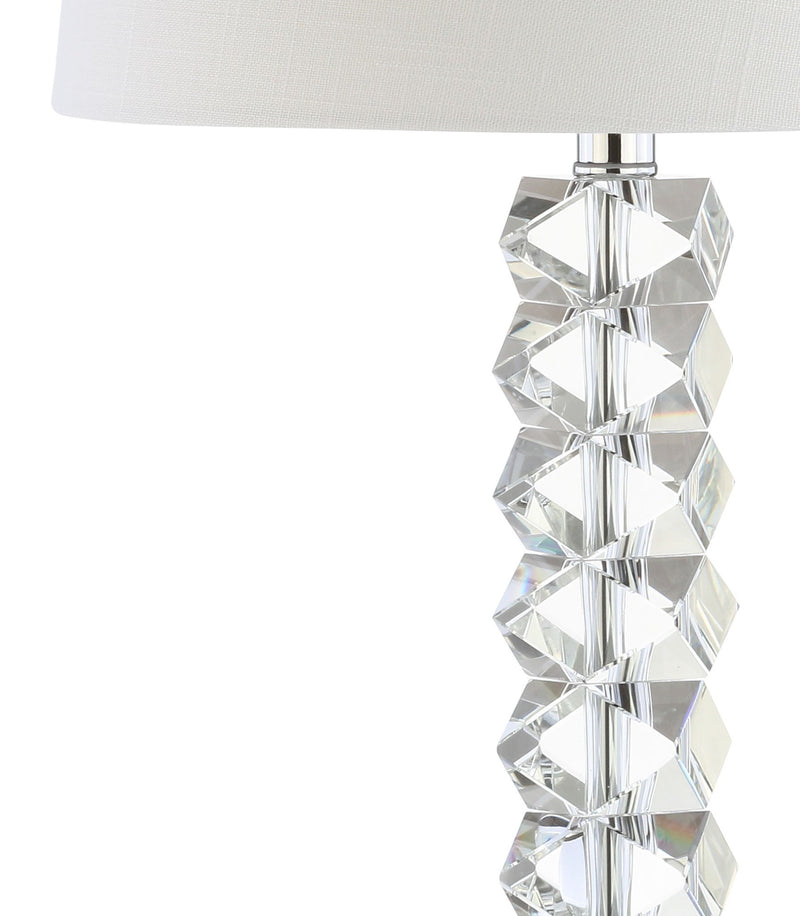 26" Novelty Table Lamp LED With Drum Shade - Clear / Pearl Silver