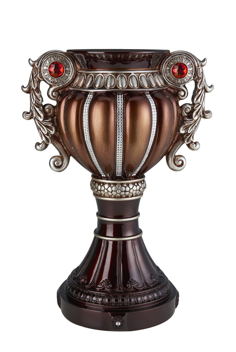 Floral Urn Poly Table Vase With Stones - Bronze / Silver