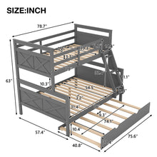 Load image into Gallery viewer, Twin over Full Bunk Bed with Ladder, Twin Size Trundle, Safety Guardrail, Gray(Old SKU:SM000208AAE-1)
